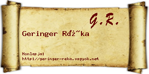 Geringer Réka névjegykártya